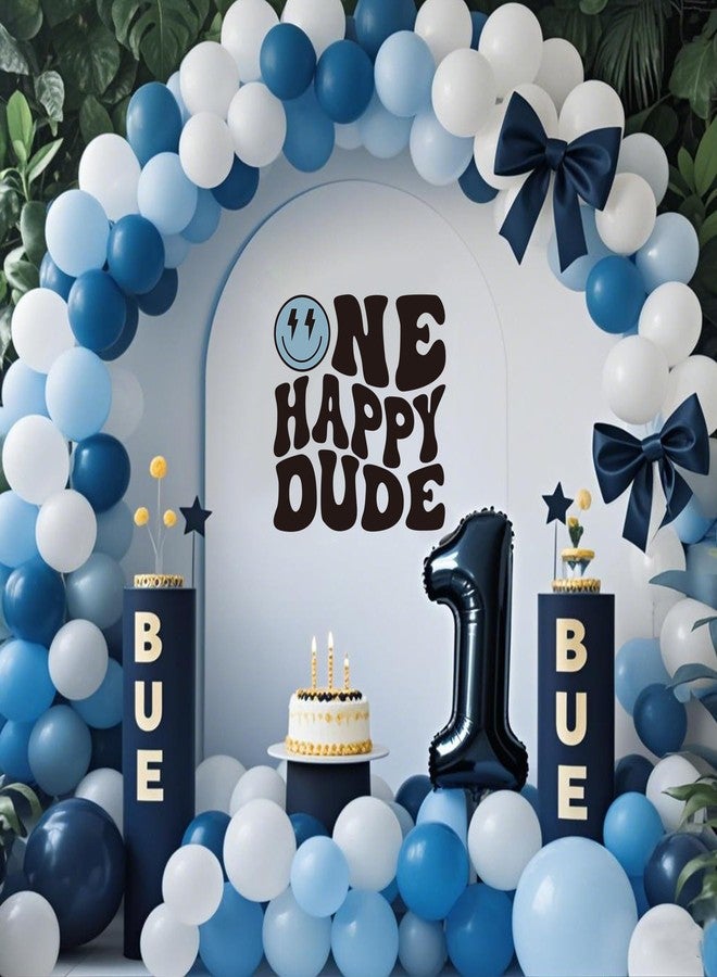 Dvehdbay One Happy Dude Birthday Decorations Blue - 1st Happy Birthday Decals for Backdrop, One Happy Dude Letter Decals Peel and Stick, First Birthday Stickers for Party Favors, Baby Shower Decor (Blue) - Image 4